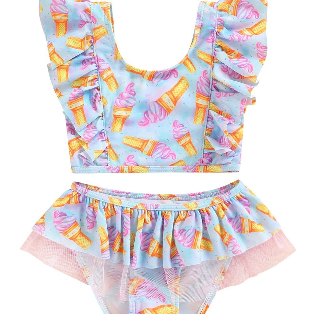 Ice Cream Print Kids Bikini Set NWOT